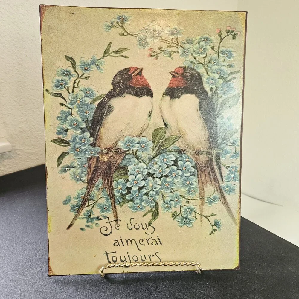 French Decor Bundle - Birds Metal Plaque, Tea Towel - Swallows, Topiary, Floral